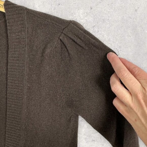 DVF 100% Cashmere Chocolate Brown Cardigan Knit Sweater V-Neck Size‎ XS or P Rib - Picture 4 of 10